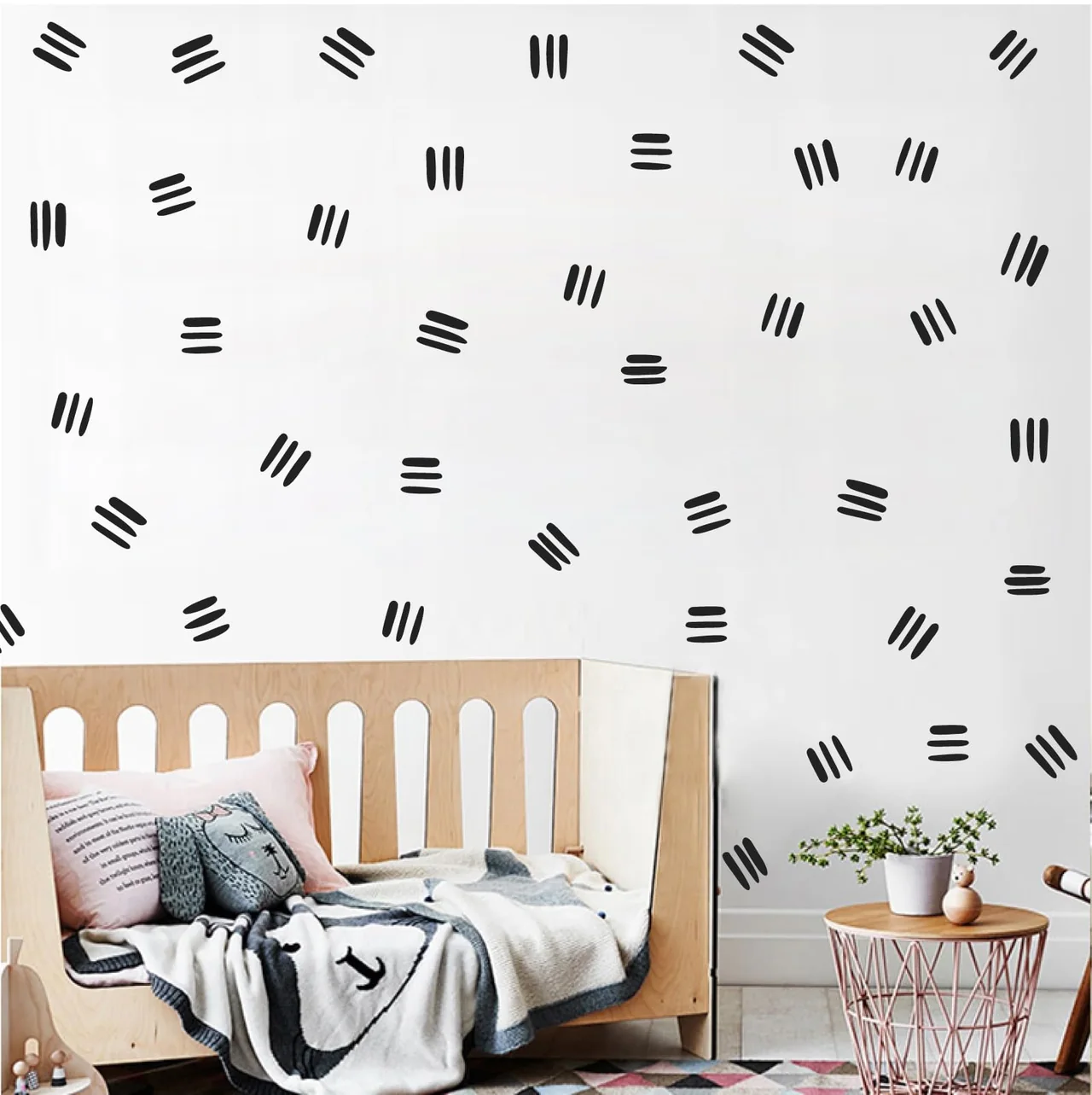Striped Wall Decals Geometric Line Wall Stickers Black Decal Peel and Stick