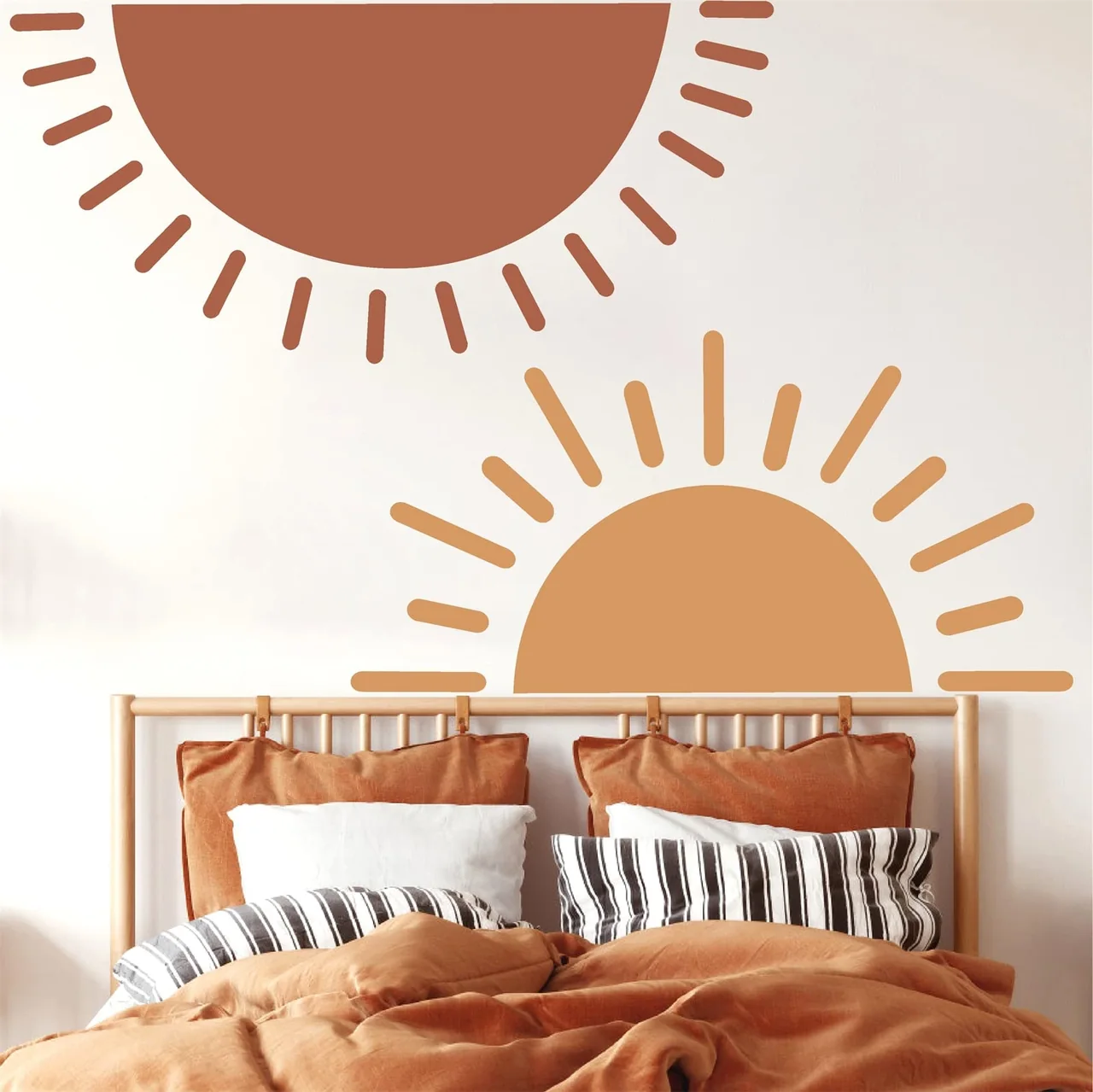 Half Sun Wall Decal Large Boho Sunshine Wall Stickers for Kids Baby Bedroom