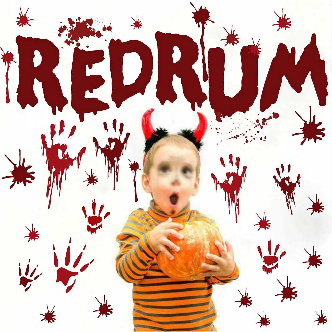 Halloween Wall Decals Redrum Bloody Murder Stickers Ghost Handprint Sticker
