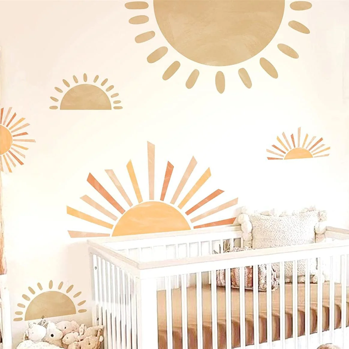 Half Sun Wall Decal Large Boho Sunshine Wall Stickers for Kids Baby Bedroom