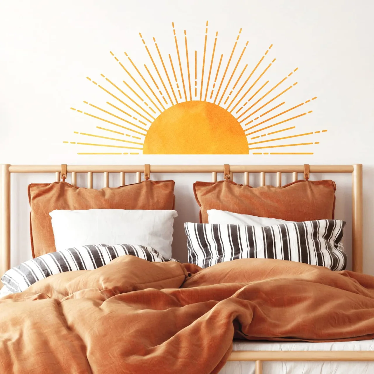 Half Sun Wall Decal Large Boho Sunshine Wall Stickers for Kids Baby Bedroom
