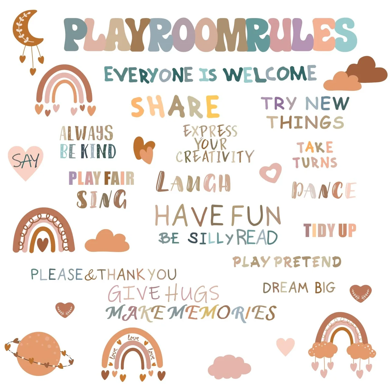 Inspirational Wall Decals Rainbow Playroom Wall Art Stickers Peel and Stick